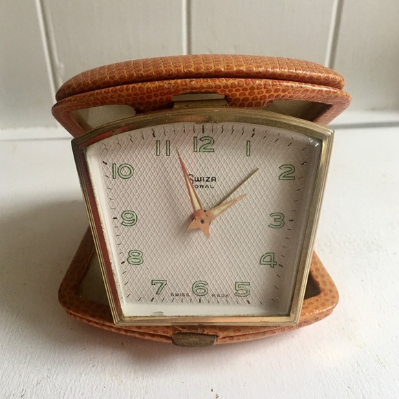 Vintage Swiss travel alarm clock